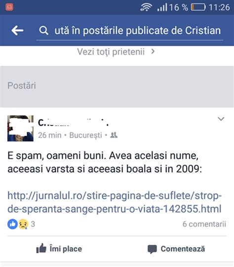 Mesajul care circulă acum pe Facebook este spam. Alexandra 